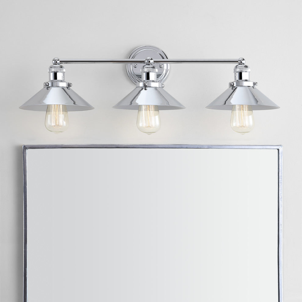 June Metal Shade Sconce, Chrome, 3-Light
