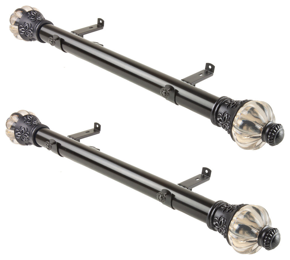 Harlow 1.5" Side Curtain Rod, Black, 18"