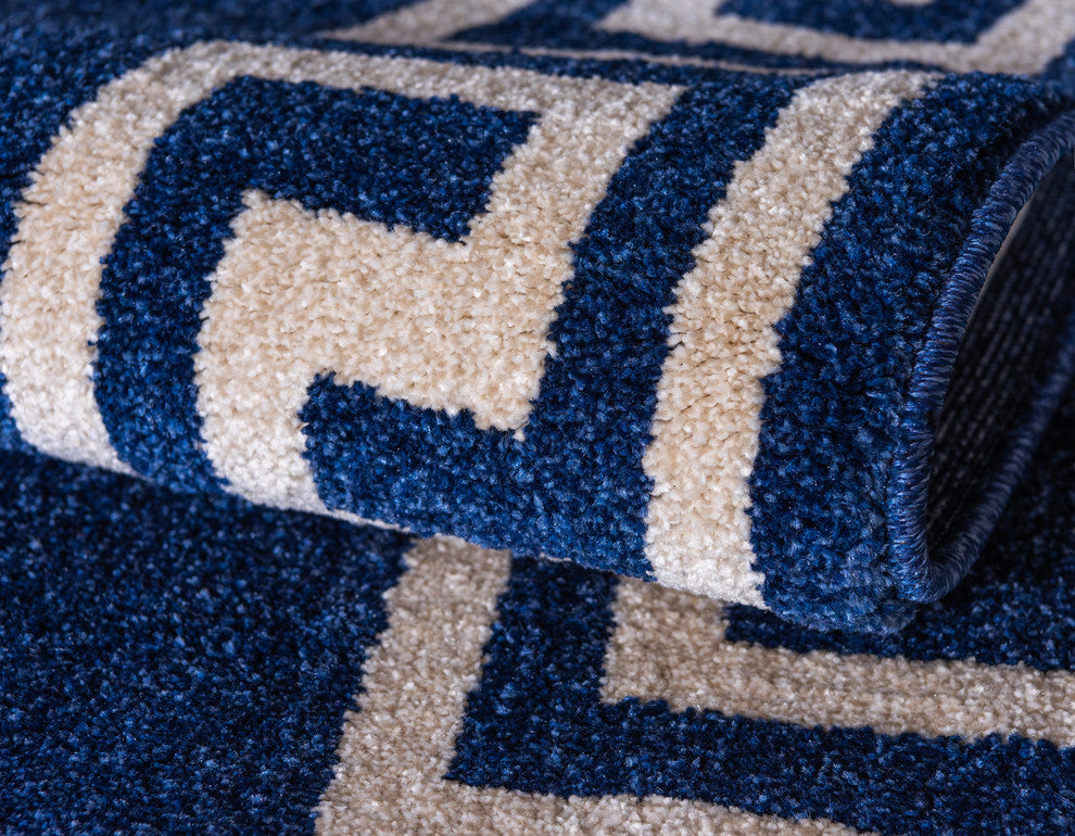Unique Loom Navy Blue Athens Modern 5' 0 x 8' 0 Area Rug