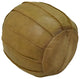 Handmade Leather Round Pouf (Recycled Foam with Fiber Fill) Cognac Color, 21x21x12