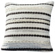 18 Inch Decorative Throw Pillow Cover, Black Lined Beading, Gray Fabric