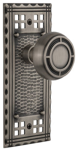 Craftsman Plate Passage Mission Knob, Antique Pewter