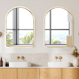 Starlit Domed Bathroom/Vanity LED Wall Mirror, Brushed Gold, 24"