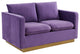 LeisureMod NS55PU Nervo Purple Modern Mid-Century Velvet Loveseat Gold Frame