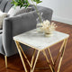 Sofa Side Table, Square, Artificial Marble, Metal, Gold White, Modern, Lounge