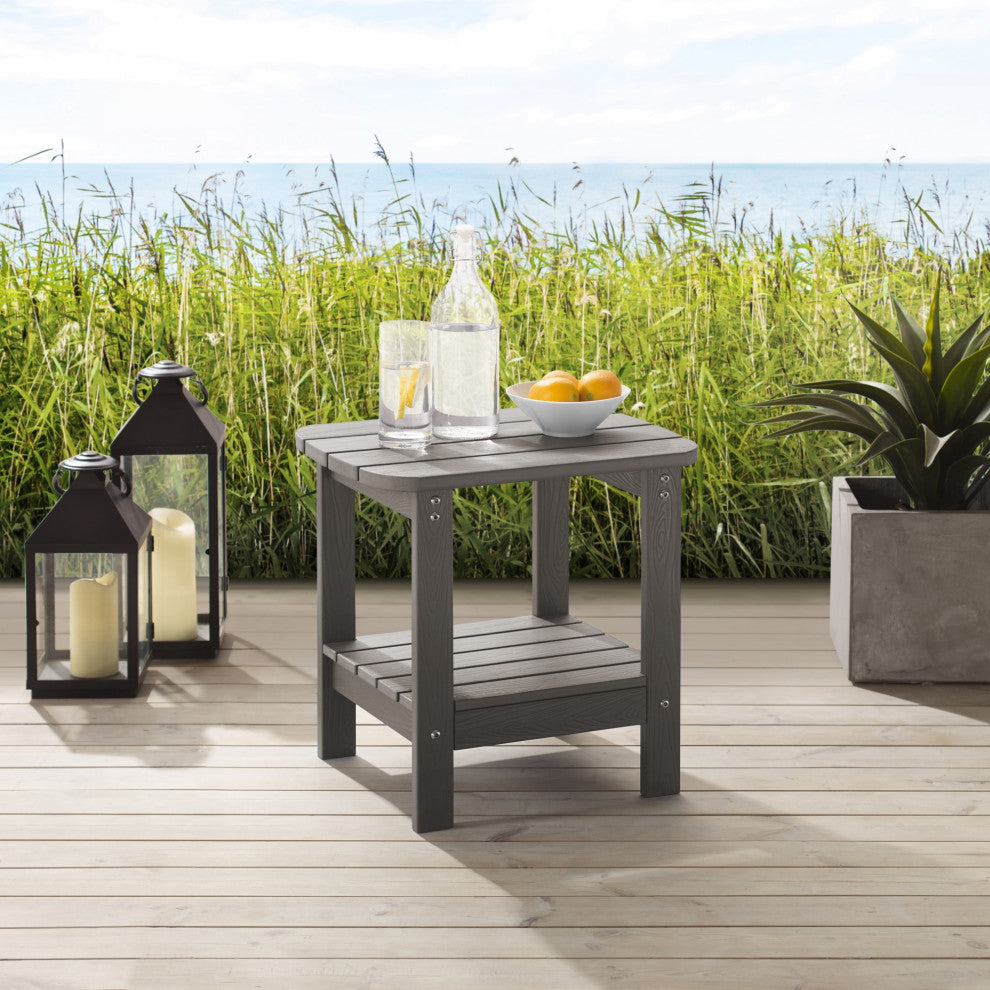 Inspired Home Daylan Outdoor Table, Weather Resistant, Charcoal Gray