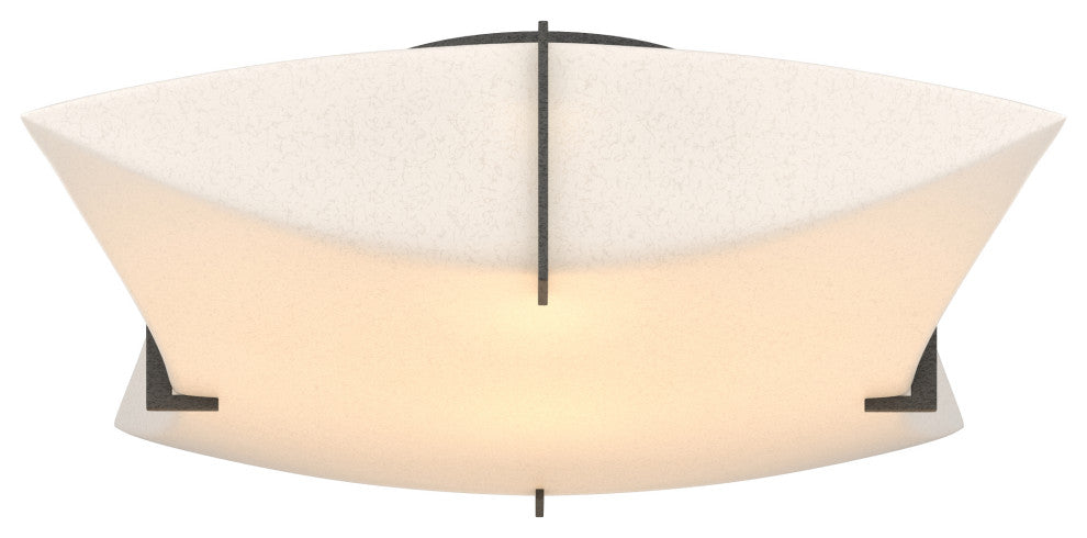 Bento Semi-Flush Mount, Spun Frost Shade, Natural Iron