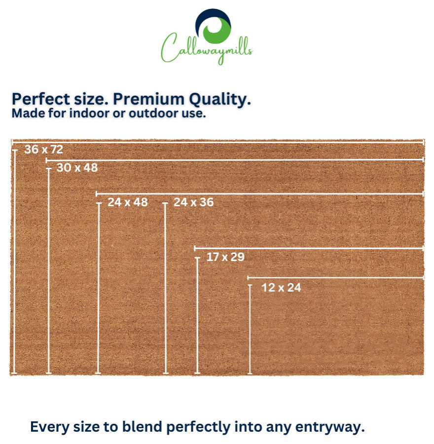 Natural Coir & Vinyl Doormat, 30"x48"