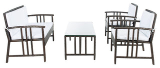 Safavieh Outdoor Reslor 4 Piece Living Set Brown/White Cushion