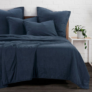 Stonewashed Cotton Canvas Coverlet Set, 3 Piece, Denim, King