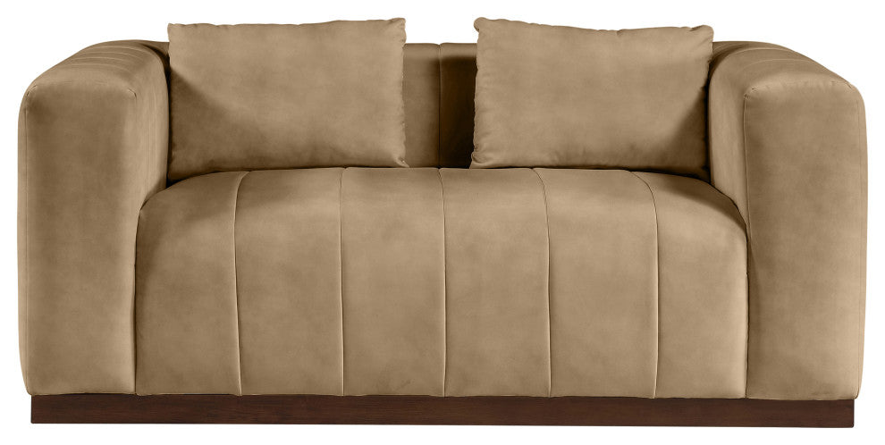 Mallina Upholstered Loveseat, Tan, Vegan Leather