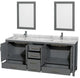 Sheffield 80" Dark Gray DBL Vanity, Carrara Marble Top, UM Sq Sinks, 24" Mrrs