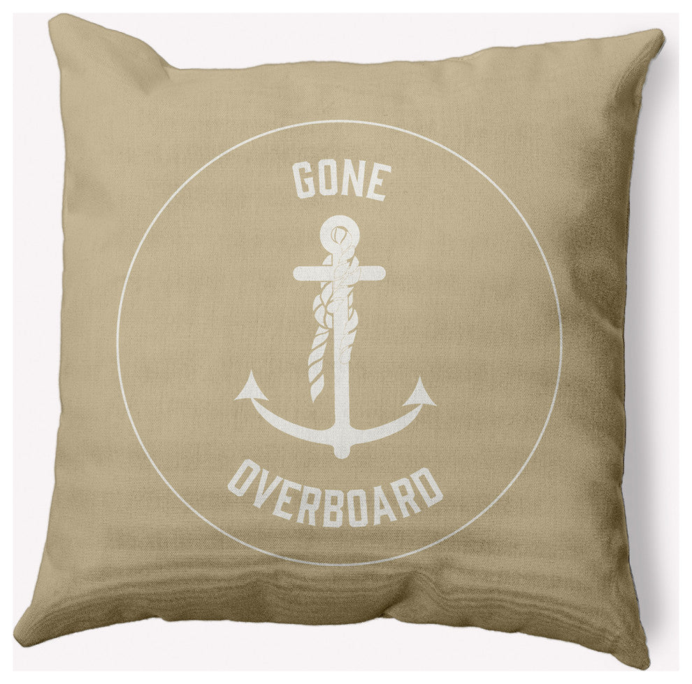 20x20" Gone Forever Overboard Nautical Decorative Indoor Pillow, Taupe