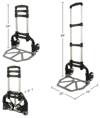 Folding Hand Dolly Cart With 154lb Capacity Lightweight and Compact Aluminum