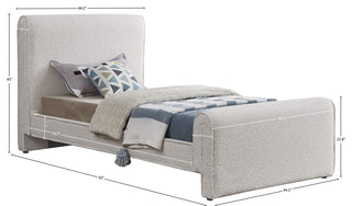 Stylus Black Boucle Fabric Full Bed, Cream, Twin