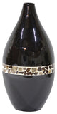 HomeRoots Genie Black Lacquer With Brown Coconut Shell Spun Bamboo Vase