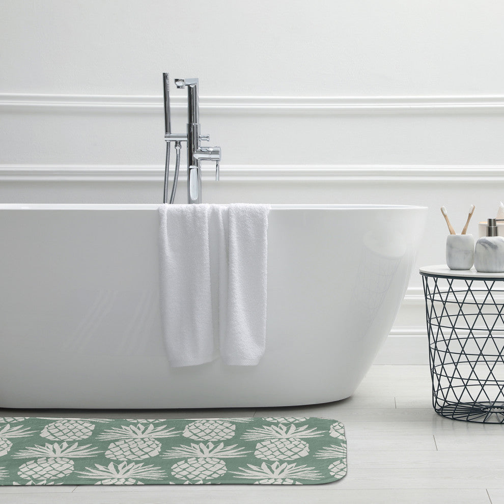 24" x 17" Pineapple Pattern Bathmat, Sage
