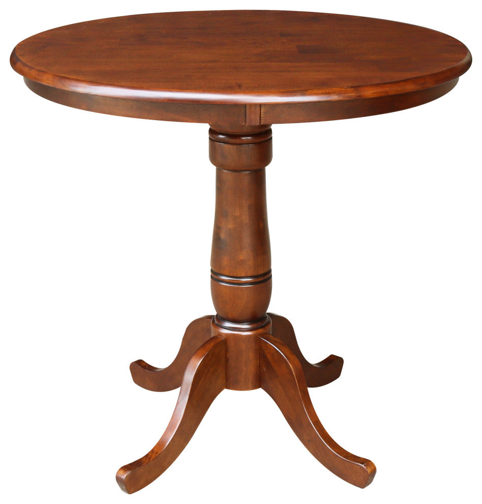 Round Top Pedestal Table, Espresso, 36 Inch Round