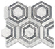 Carrara White Gray Marble Hexagon Georama Geometric Mosaic Tile Honed, 1 sheet