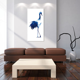 "Ink Drop Crane 1" Wall Art on Frameless Free Floating Tempered Glass Panel
