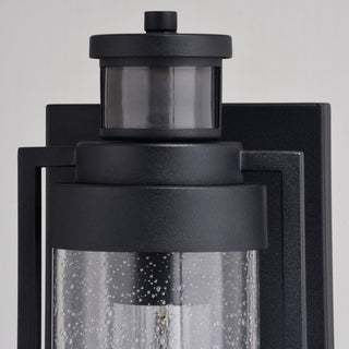 Lawton Steel Black Motion Sensor Dusk to Dawn Outdoor Wall Light Clear Glass