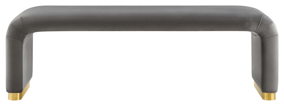 Koda Performance Velvet Waterfall Long Bench - Brass Storm Gray