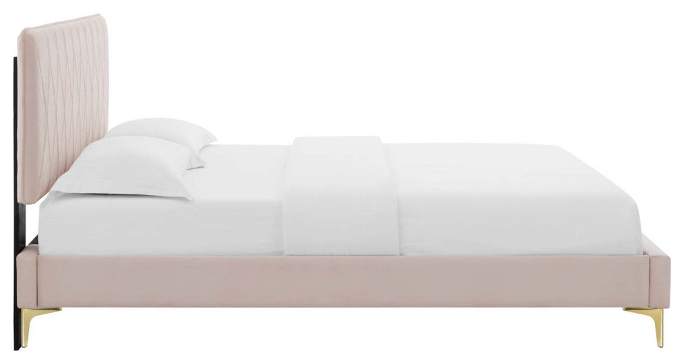 Phillipa Performance Velvet King Platform Bed - Pink