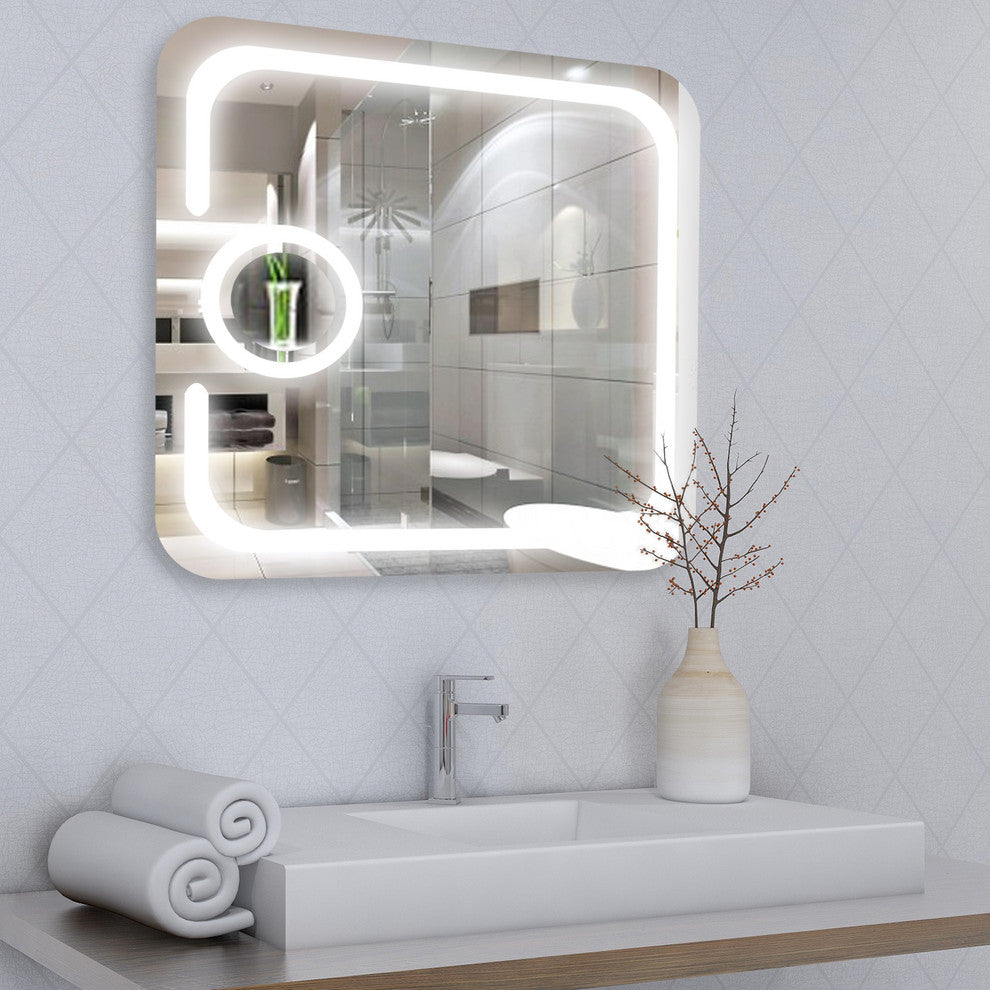 Vanity Art LED Lighted Bathroom Mirror With Touch Sensor and Magnifying Glass