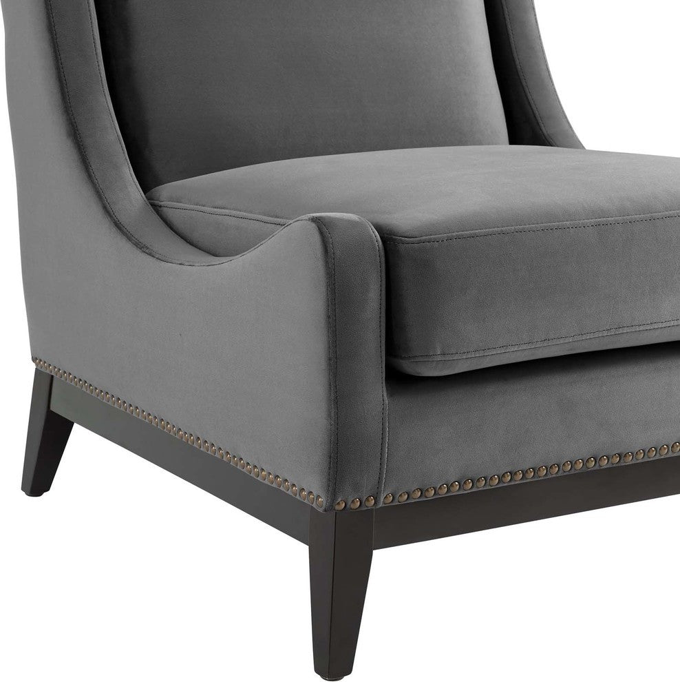 Confident Accent Upholstered Performance Velvet Lounge Chair Gray