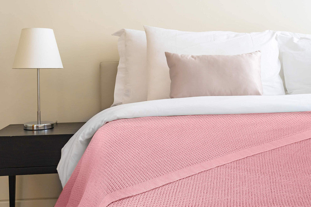 Crover Collection All Season Thermal Waffle Cotton Blanket, Orchid Pink, Queen