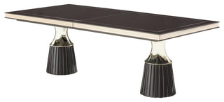 Carmela Double Pedestal Dining Table, Glossy Charcoal Sand