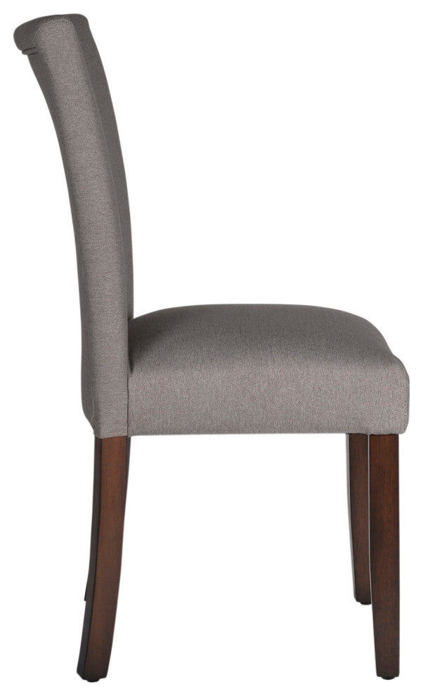 Benzara BM195015 Fabric Upholstered Wooden Parson Dining Chair, Gray and Brown