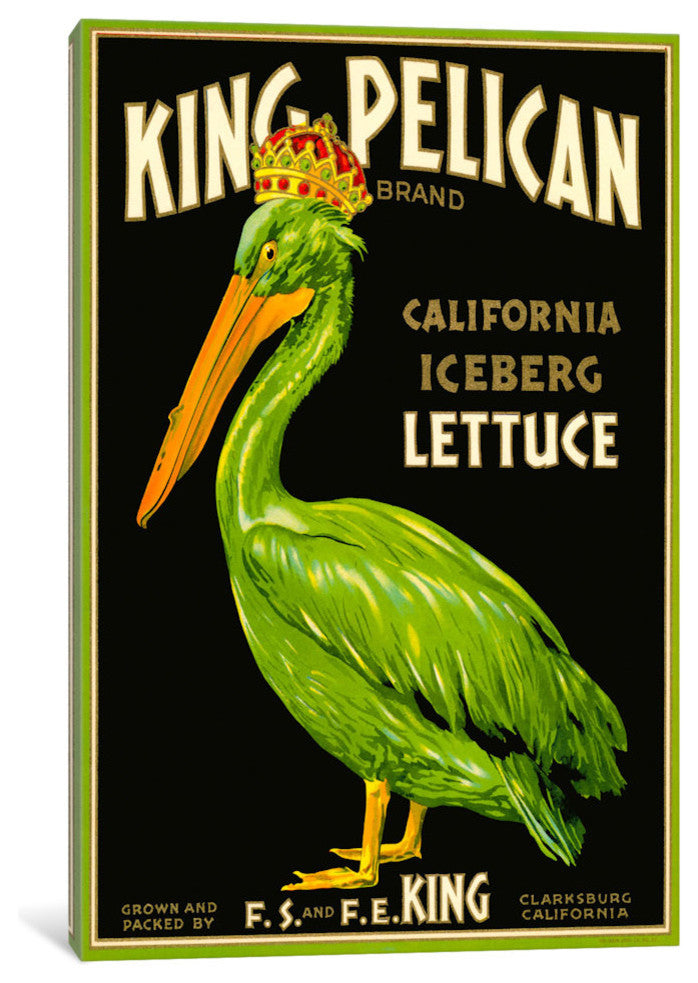 "King Pelican Brand Lettuce" by Print Collection, 26x18x1.5"