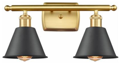 Innovations 516-2W-SG-M8-BK 2-Light Bath Vanity Light, Satin Gold