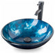 ELECWISH Glass Bathroom Vessel Sink, Vessel Faucet, Blue