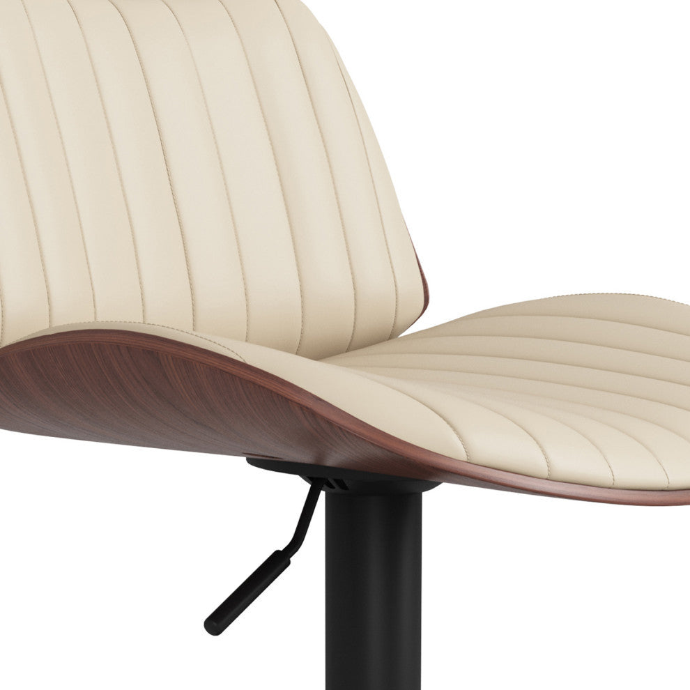 Goulding Adjustable Swivel Bar Stool, Cream Vegan Faux Leather