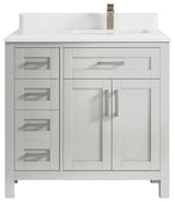 Cambridge 36 Right Offset Bath Vanity in Coventry Gray 1.5" White Quartz