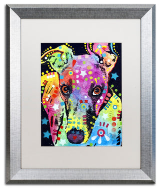 Dean Russo 'Whippet' Art, Silver Frame, White Matte, 20"x16"