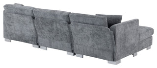 Alice Modern L-Shaped Cloud Chenille Sectional Chaise Sofa with 2 Pillows, Gray