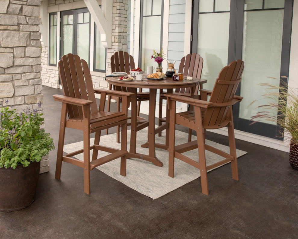 Polywood Vineyard Adirondack 5-Piece Nautical Trestle Bar Set, White
