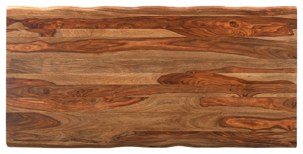 Damian 7-piece Live Edge Solid Wood Dining Set, Brown
