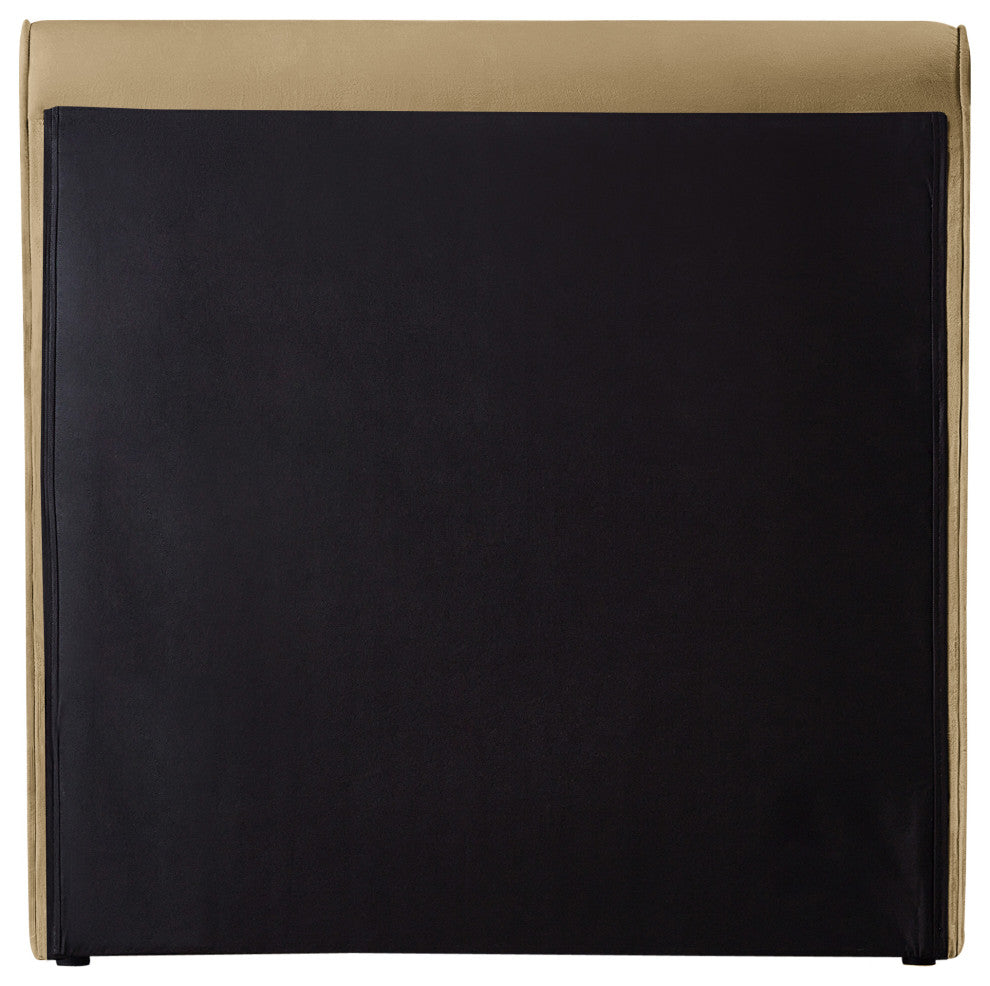Sloan Black Velvet Full Bed, Camel, Twin