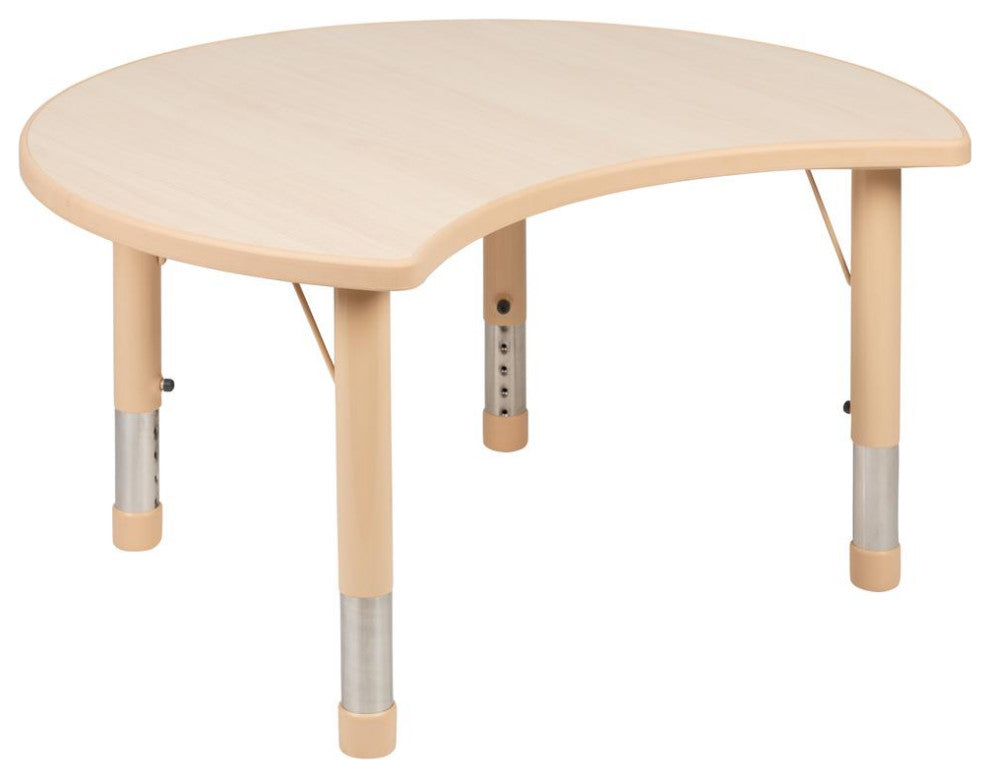 25.125"x35.5" Crescent Natural Plastic Height Adjustable Table With 2 Chairs