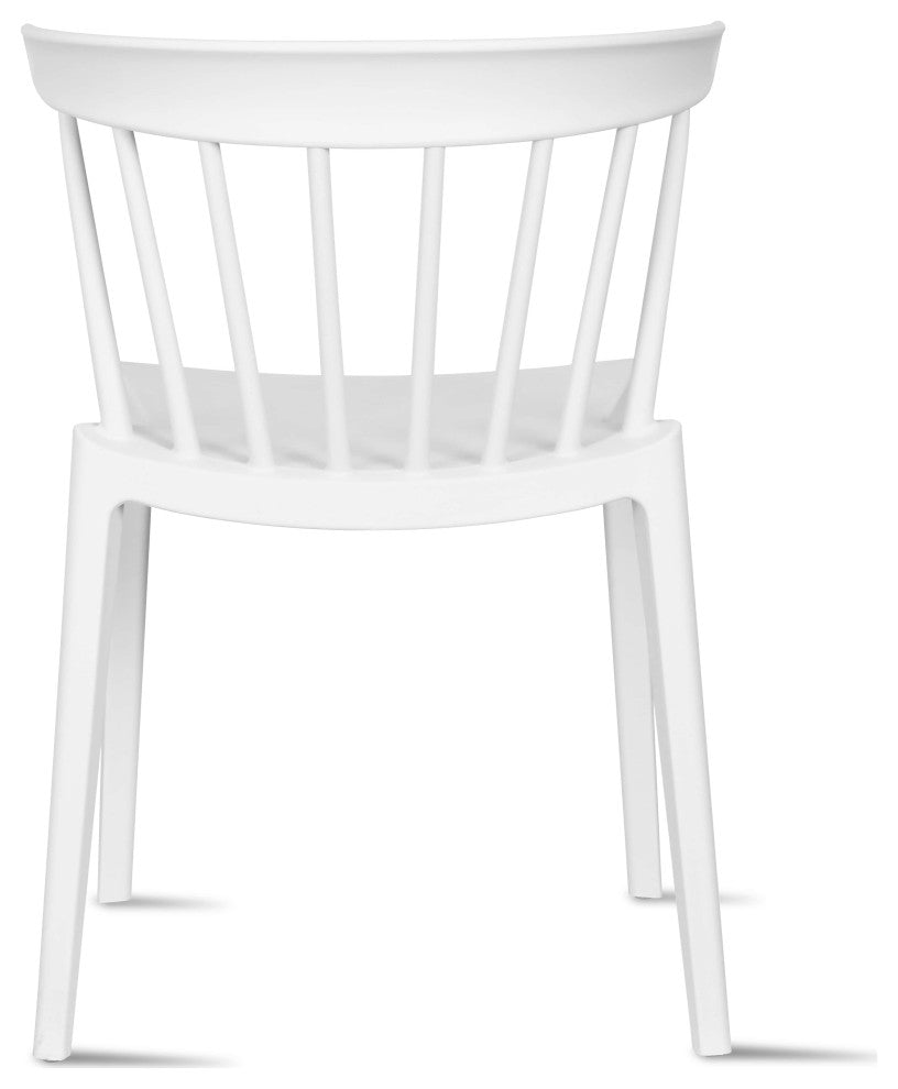 Set of 2 Dining Side Chairs, Plastic Indoor/Outdoor Stackable Patio Chair, White