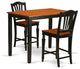 Alexa Counter-Height Dining Table Set, Black and Cherry, 3 Pieces, Wood