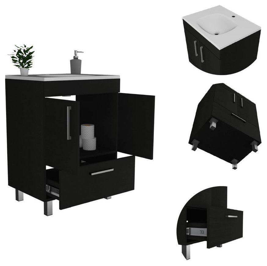 Essential Single Bathroom Vanity, Black Wengue