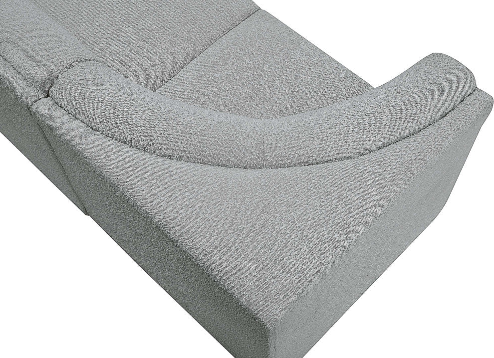 Ollie Black Boucle Fabric L-Shaped Modular Sectional, Grey, 5-Piece: 2 Armless Chair, 3 Corner Chair