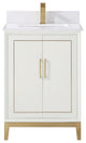 Gracie Bathroom Vanity, Satin White With White Quartz, 24"