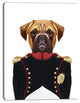 Boxer Dog in Military Uniform, Animal Canvas Art Print, 12"x20"