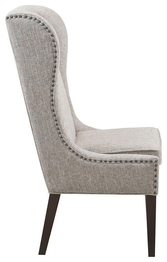 Madison Park Garbo High Winged Dining Chair, Light Grey
